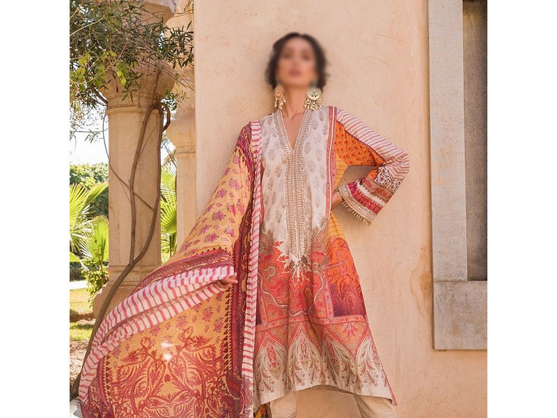 All-Over Print Embroidered Lawn Suit 2024 with Chiffon Dupatta