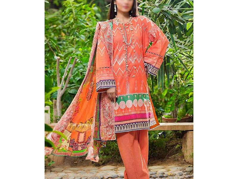 Digital All-Over Chunri Print Lawn Dress with Diamond Dupatta