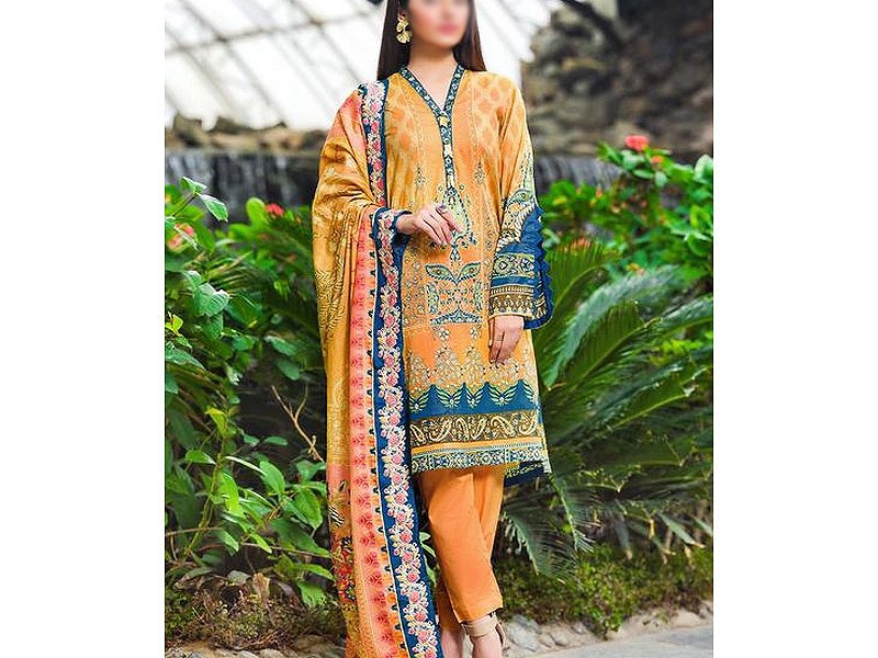 Digital All-Over Chunri Print Lawn Dress with Diamond Dupatta