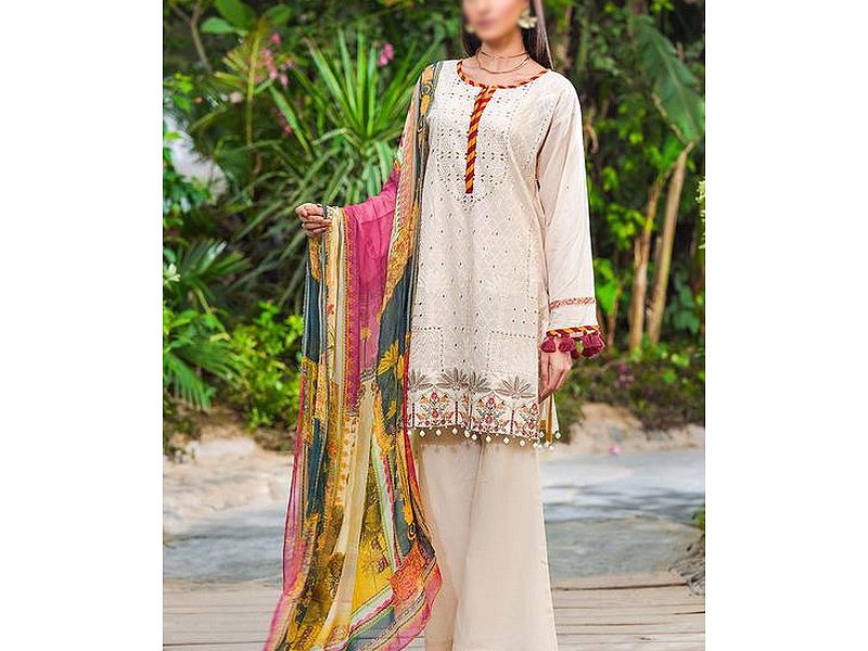 Digital All-Over Chunri Print Lawn Dress with Diamond Dupatta