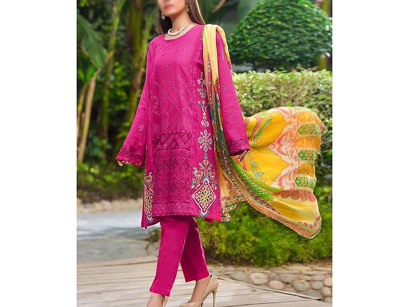 Digital All-Over Chunri Print Lawn Dress with Diamond Dupatta