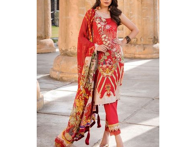 Digital All-Over Chunri Print Lawn Dress with Diamond Dupatta