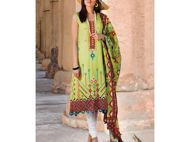 Digital All-Over Chunri Print Lawn Dress with Diamond Dupatta