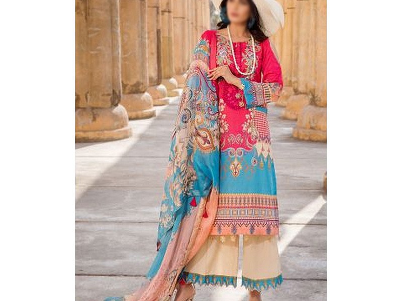 Digital All-Over Chunri Print Lawn Dress with Diamond Dupatta