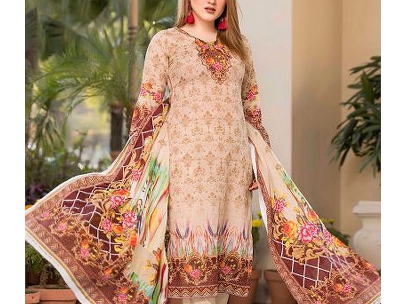 Elegant 2-Piece Embroidered Lawn Dress 2024