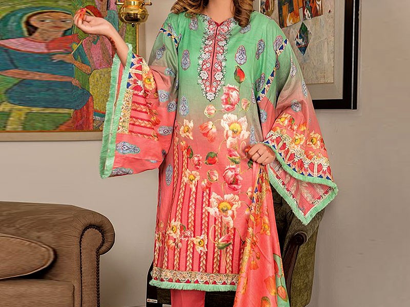 Luxury Heavy Embroidered Lawn Dress 2024 with Embroidered Net Dupatta