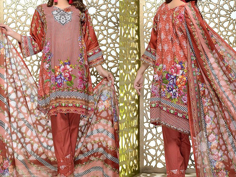 Luxury Heavy Embroidered Lawn Dress 2024 with Embroidered Net Dupatta