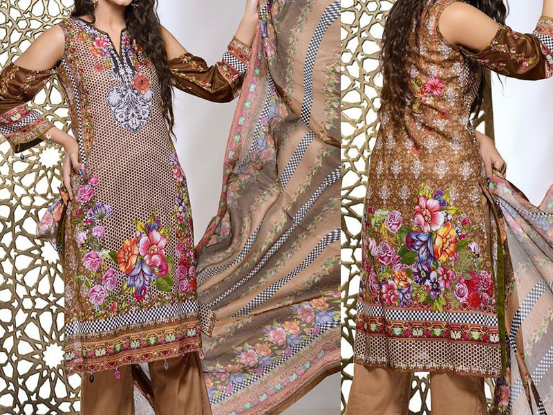 Luxury Heavy Embroidered Lawn Dress 2024 with Embroidered Net Dupatta