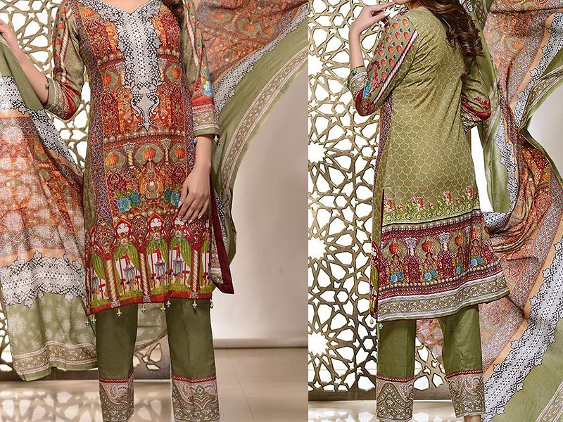 Luxury Heavy Embroidered Lawn Dress 2024 with Embroidered Net Dupatta