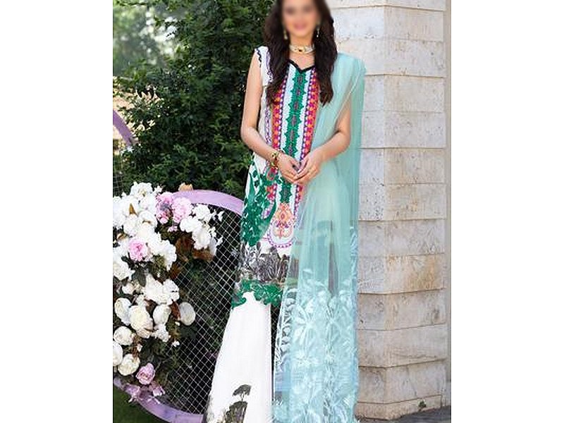 Luxury Schiffli Embroidered Lawn Dress with Embroidered Cotton Net Dupatta