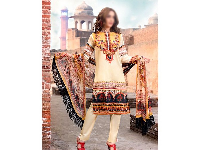 Digital All-Over Chunri Print Lawn Dress with Diamond Dupatta