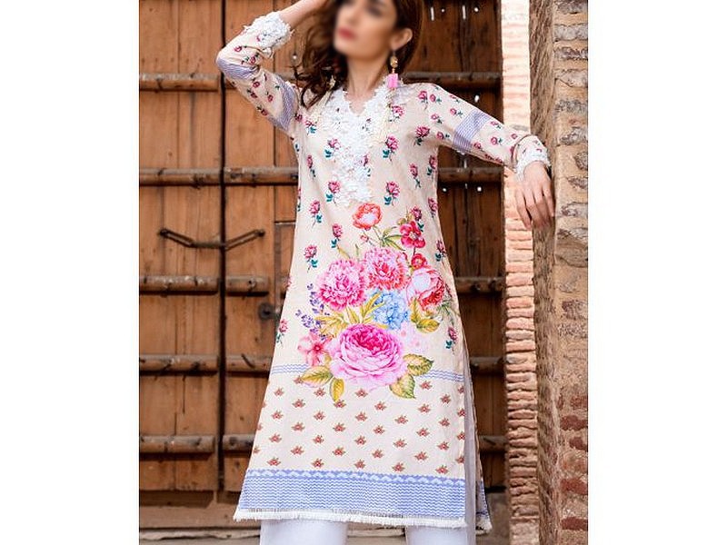 Digital All-Over Chunri Print Lawn Dress with Diamond Dupatta