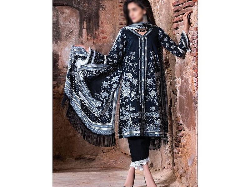 Digital All-Over Chunri Print Lawn Dress with Diamond Dupatta