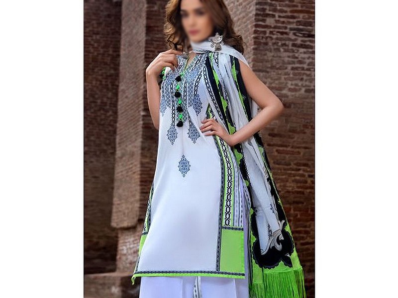 Digital All-Over Chunri Print Lawn Dress with Diamond Dupatta