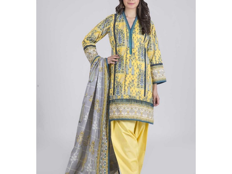 Elegant Embroidered Lawn Suit 2024 with Chiffon Dupatta