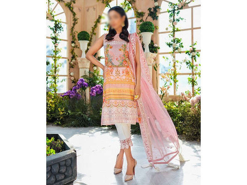 Digital All-Over Chunri Print Lawn Dress with Diamond Dupatta