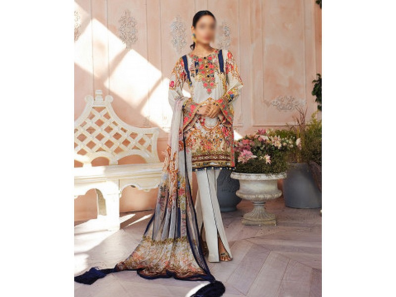 Digital All-Over Chunri Print Lawn Dress with Diamond Dupatta