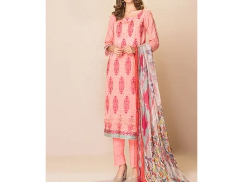 Digital All-Over Chunri Print Lawn Dress with Diamond Dupatta