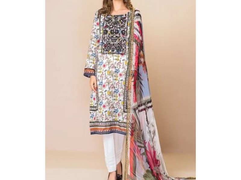 Digital All-Over Chunri Print Lawn Dress with Diamond Dupatta