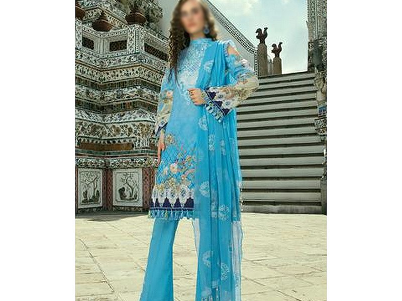 Digital All-Over Chunri Print Lawn Dress with Diamond Dupatta