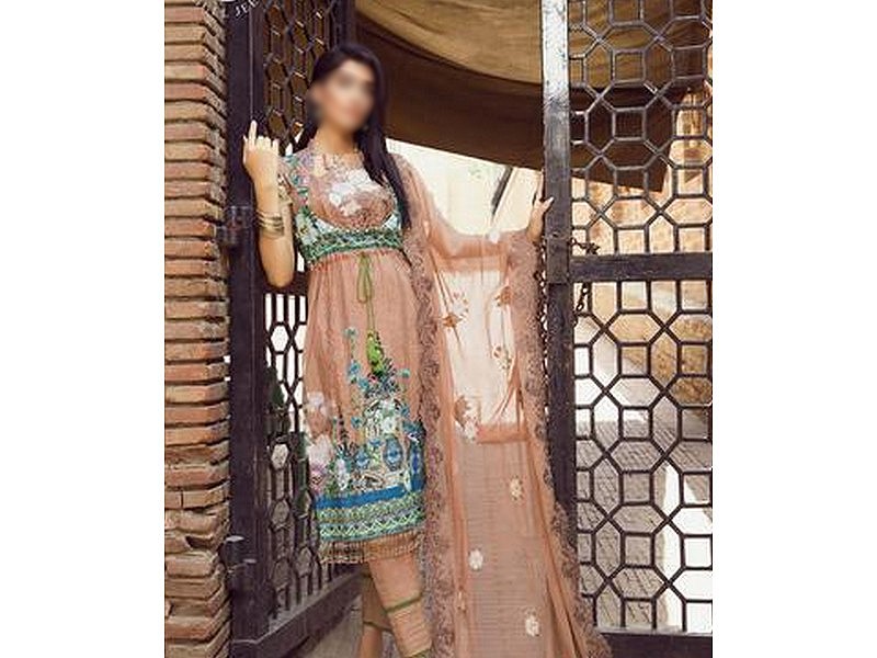 Digital All-Over Chunri Print Lawn Dress with Diamond Dupatta