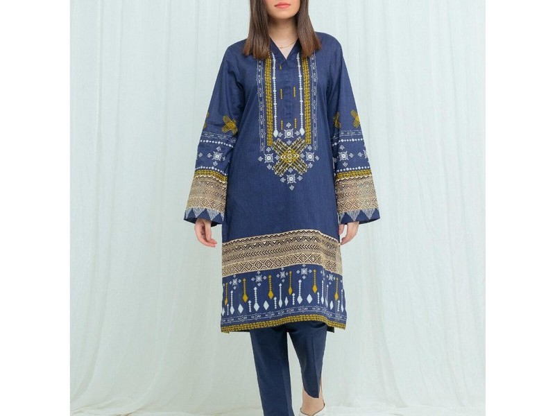 All-Over Print Embroidered Lawn Dress 2024 with Chiffon Dupatta