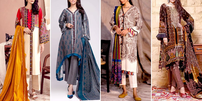 Pashmina Pakistani Salwar Kameez with Embroidery Patch - Shree Fabs Sana  Safinaz Winter Collection Vol 3