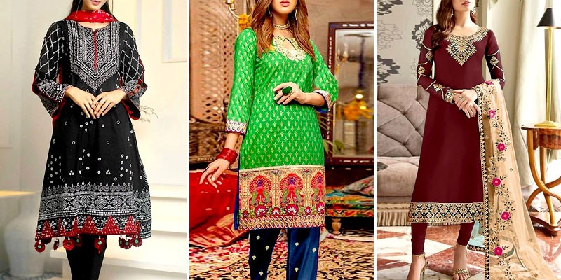 Lawn Cotton Heavy Embroidered With 3d Flower Pakistani Suits 01 -  SareesWala.com