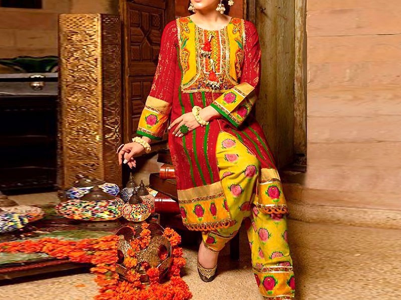 Banarsi Style Cotton Jacquard Suit with Organza Jacquard Dupatta