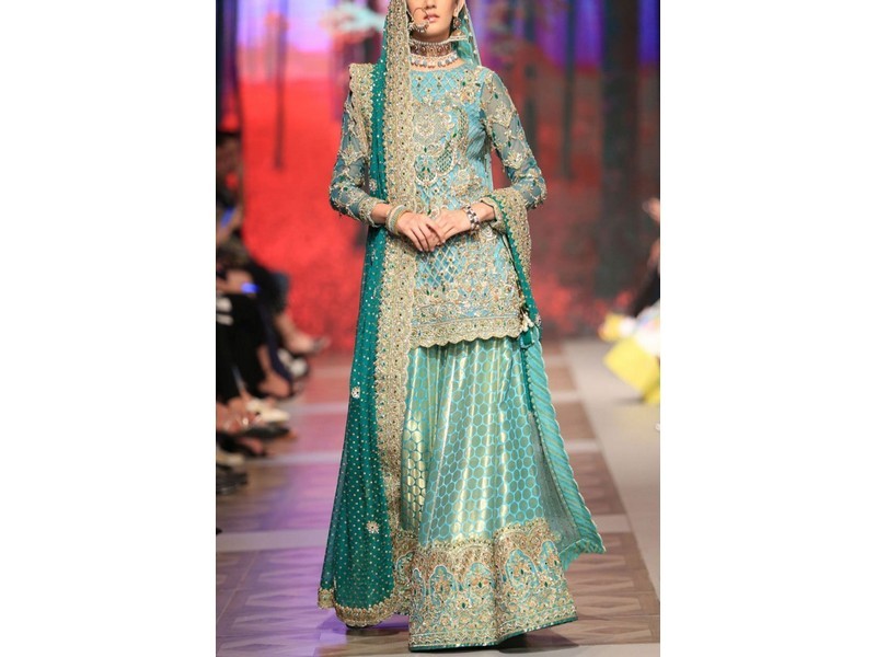 Luxury Heavy Embroidered Net Wedding Dress with Emb. Silk Trouser