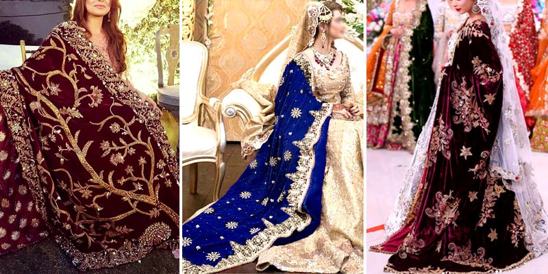 Luxury Bridal Velvet Shawls 2024 in Pakistan