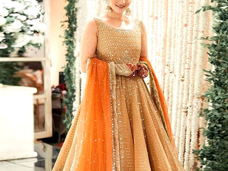 Heavy Embroidered Chiffon Bridal Dress with Embroidered Silk Trouser