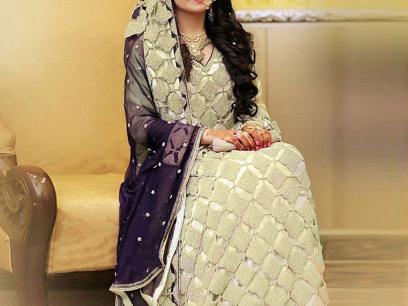 Heavy Embroidered Chiffon Bridal Dress with Embroidered Silk Trouser