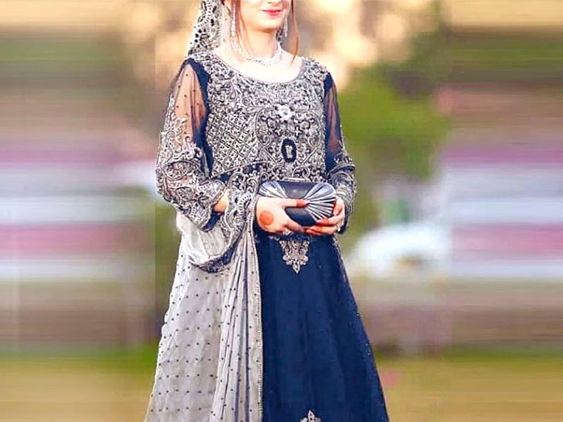 Heavy Embroidered Chiffon Bridal Dress with Embroidered Silk Trouser