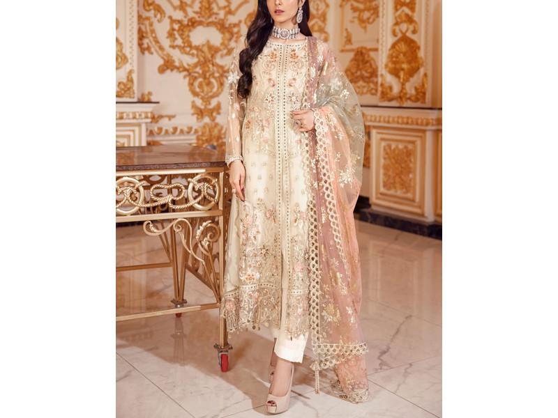 Heavy Embroidered with Handwork Organza Wedding Dress 2023