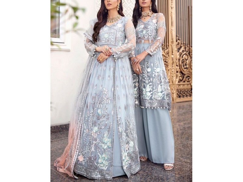 Heavy Embroidered Organza Party Wear Dress 2024