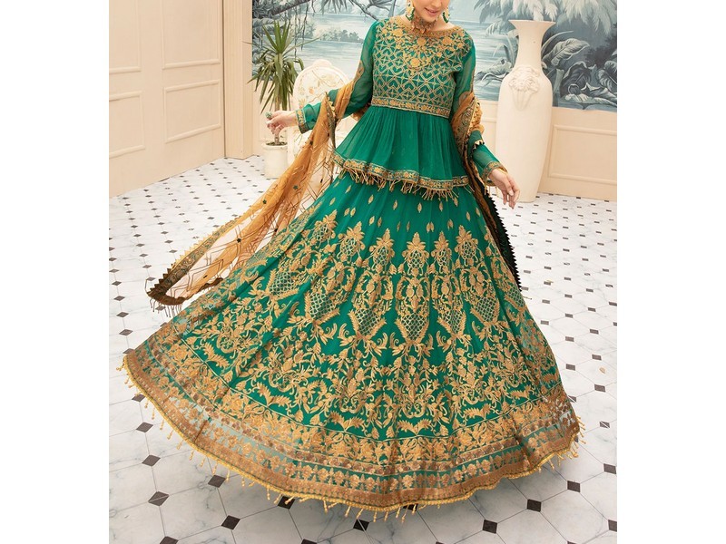 Heavy Embroidered with Handwork Organza Wedding Dress 2023