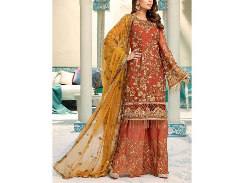 Heavy Embroidered with Handwork Organza Wedding Dress 2023