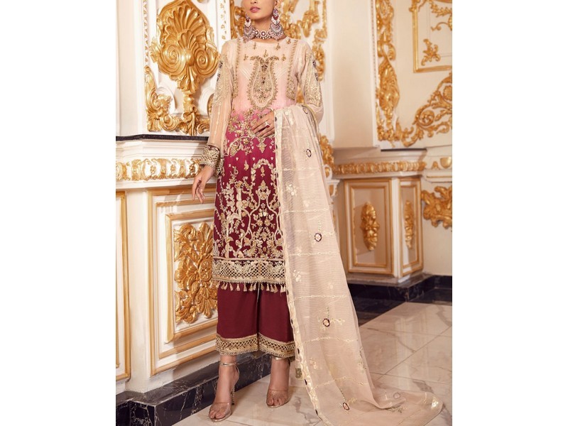 Heavy Embroidered with Handwork Organza Wedding Dress 2023