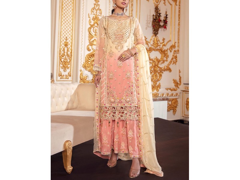 Heavy Embroidered with Handwork Organza Wedding Dress 2023