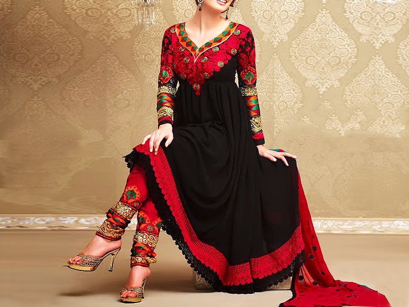 Heavy Embroidered Ombre Style Net Party Wear Dress