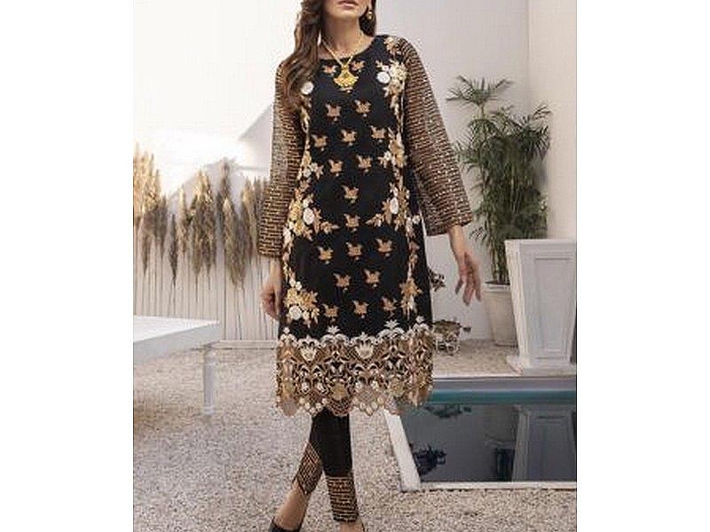 Heavy Embroidered Organza Party Wear Dress 2024