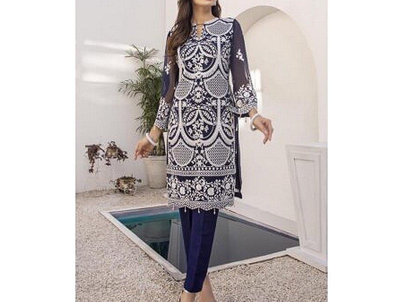 Heavy Embroidered Organza Party Wear Dress 2024