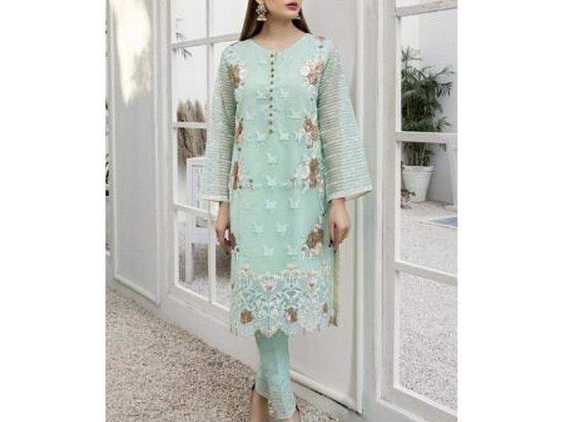 Heavy Embroidered Organza Party Wear Dress 2024