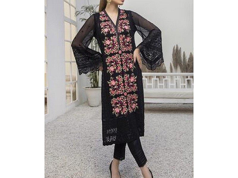 Heavy Embroidered Organza Party Wear Dress 2024