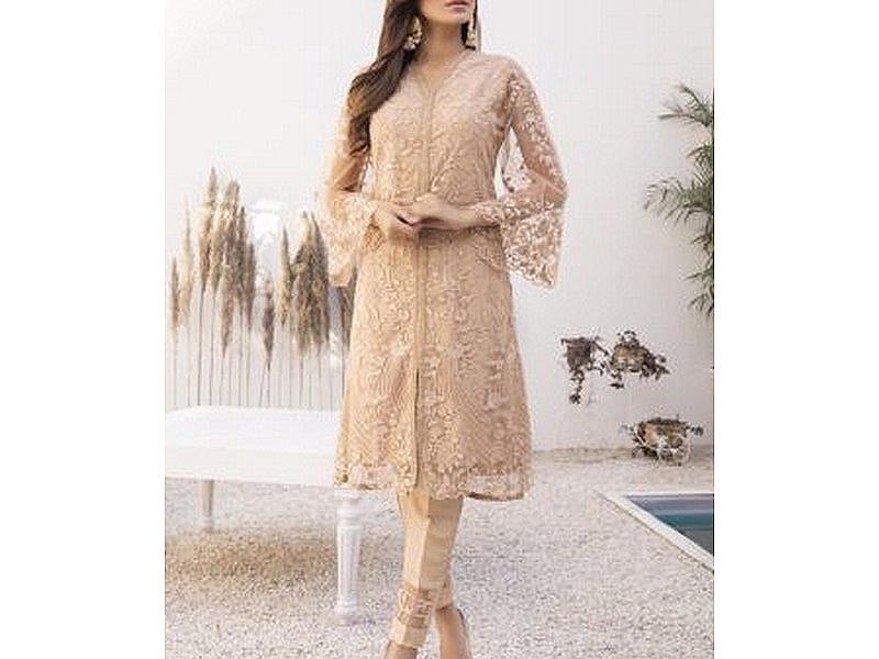 Heavy Embroidered Organza Party Wear Dress 2024