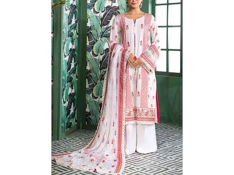 Heavy Embroidered Lawn Dress with Diamond Organza Dupatta