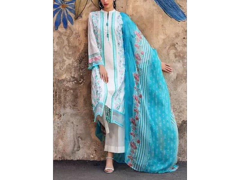 Heavy Embroidered Lawn Dress with Diamond Organza Dupatta