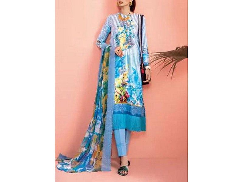 Heavy Embroidered Lawn Dress with Diamond Organza Dupatta