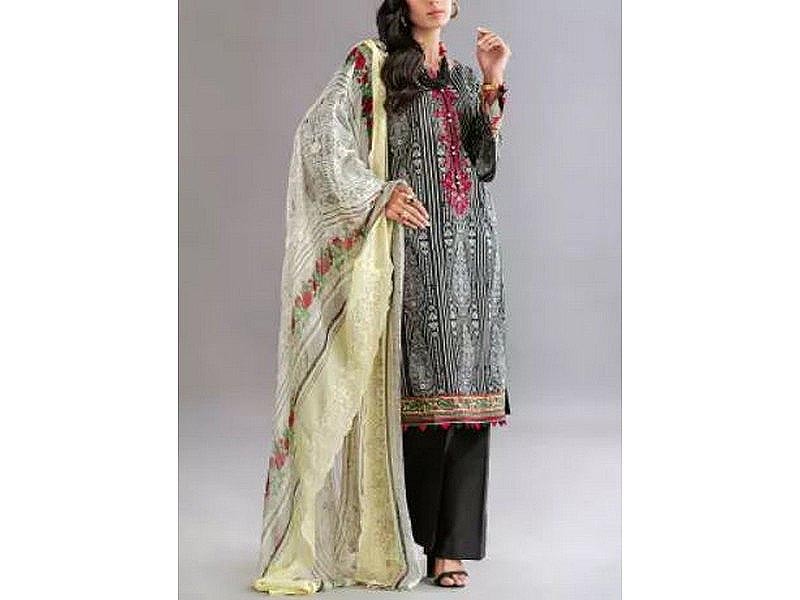 Heavy Embroidered Lawn Dress with Diamond Organza Dupatta